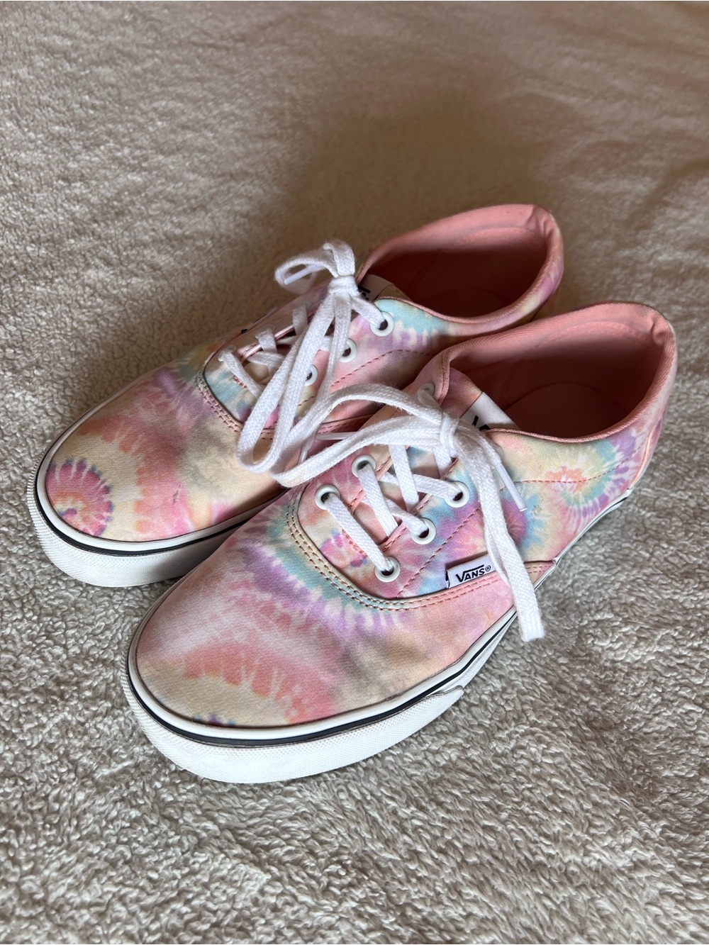 Vans Tie Dye Sneakers Pastel Pink Purple Yellow Canvas Low Tops - Picture 2 of 8